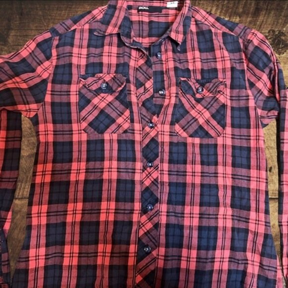 BDG Urban Outfitters Long Sleeve Pink Blue Plaid Button Down Flannel Size XS - Picture 4 of 8